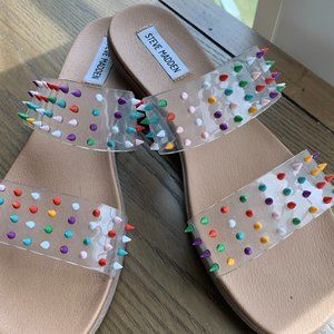 Steve Madden Multicolor Stud Flat Slide Sandals
